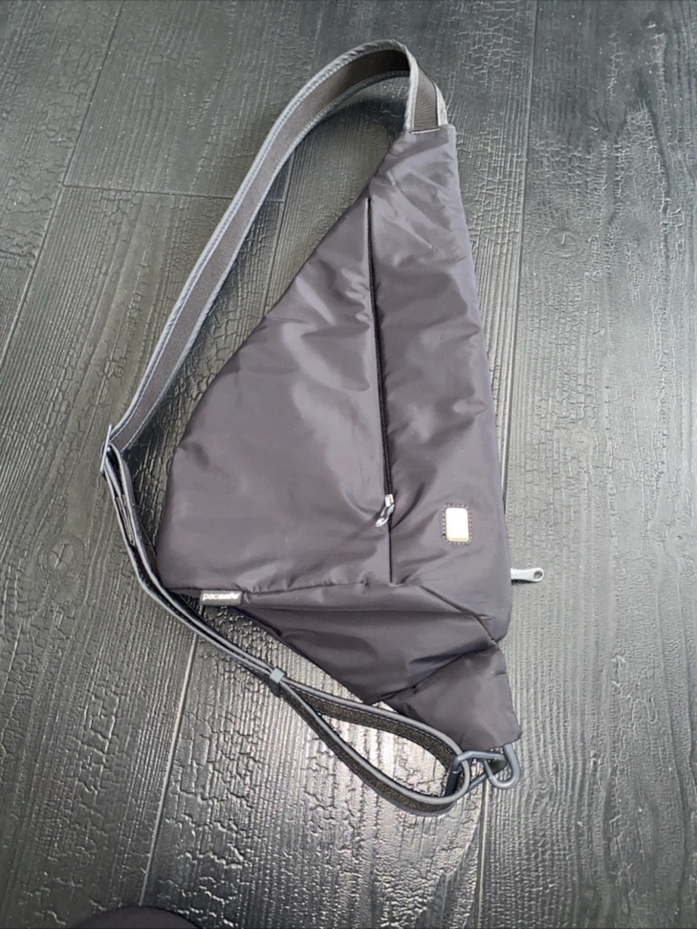 Pacsafe Sling Bag Nylon Sling Bag Purse Black Gray